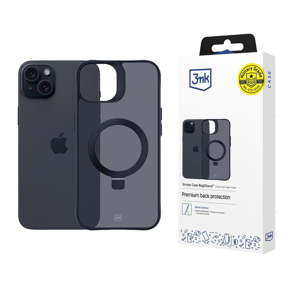 3MK Smoke Case Mag&stand Back Cover Πλαστικό 2mm Γκρι (iPhone 15 Plus)
