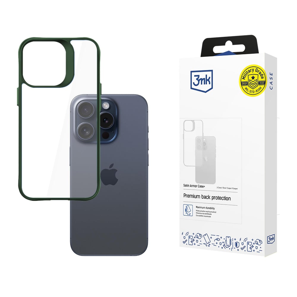 3MK Satin Armor Case+ Back Cover Πλαστικό Πράσινο (iPhone 15 Pro)
