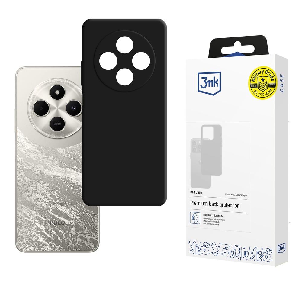 3MK Matt Back Cover Σιλικόνης Μαύρο (Redmi 14C / Poco C75)