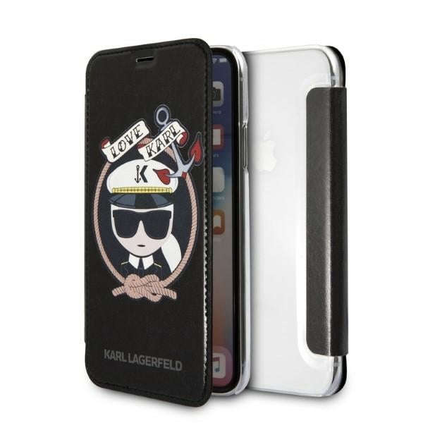 Karl Lagerfeld Signature Glitter Book Σιλικόνης Μαύρο (iPhone X / Xs)