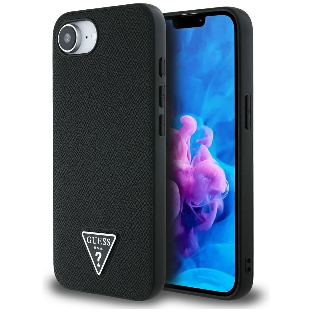 Guess Pu Triangle Logo Back Cover Δερμάτινο Μαύρο (iPhone 17e / 16e)