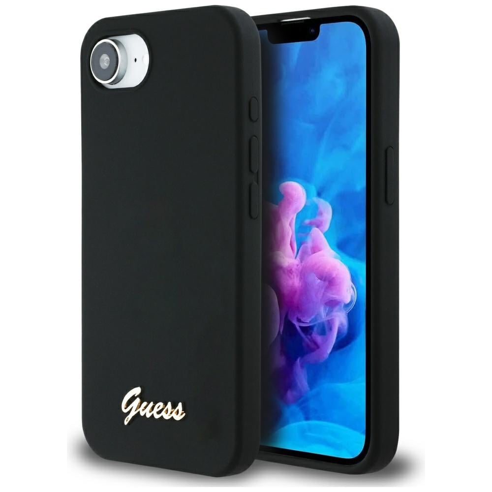 Guess Silicone Script Metal Logo Back Cover Σιλικόνης Μαύρο (iPhone 17e / 16e)