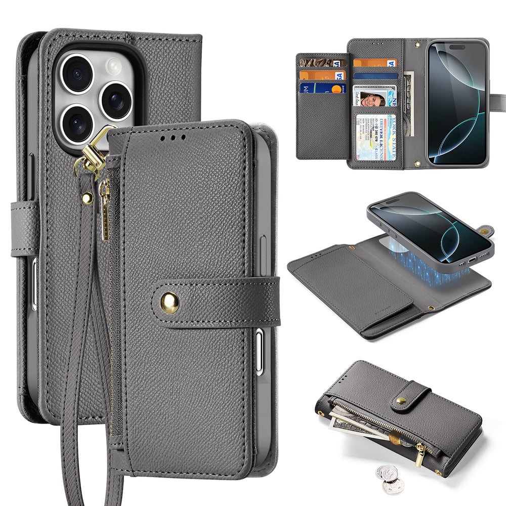 Dux Ducis Lawa Wallet Δερμάτινο / Σιλικόνης Γκρι (iPhone 16 Pro Max)