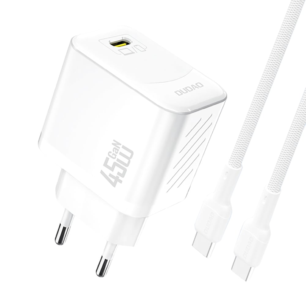Dudao Φορτιστής GaN με Θύρα USB-C και Καλώδιο USB-C - USB-C 45W Power Delivery Λευκός (A28C)