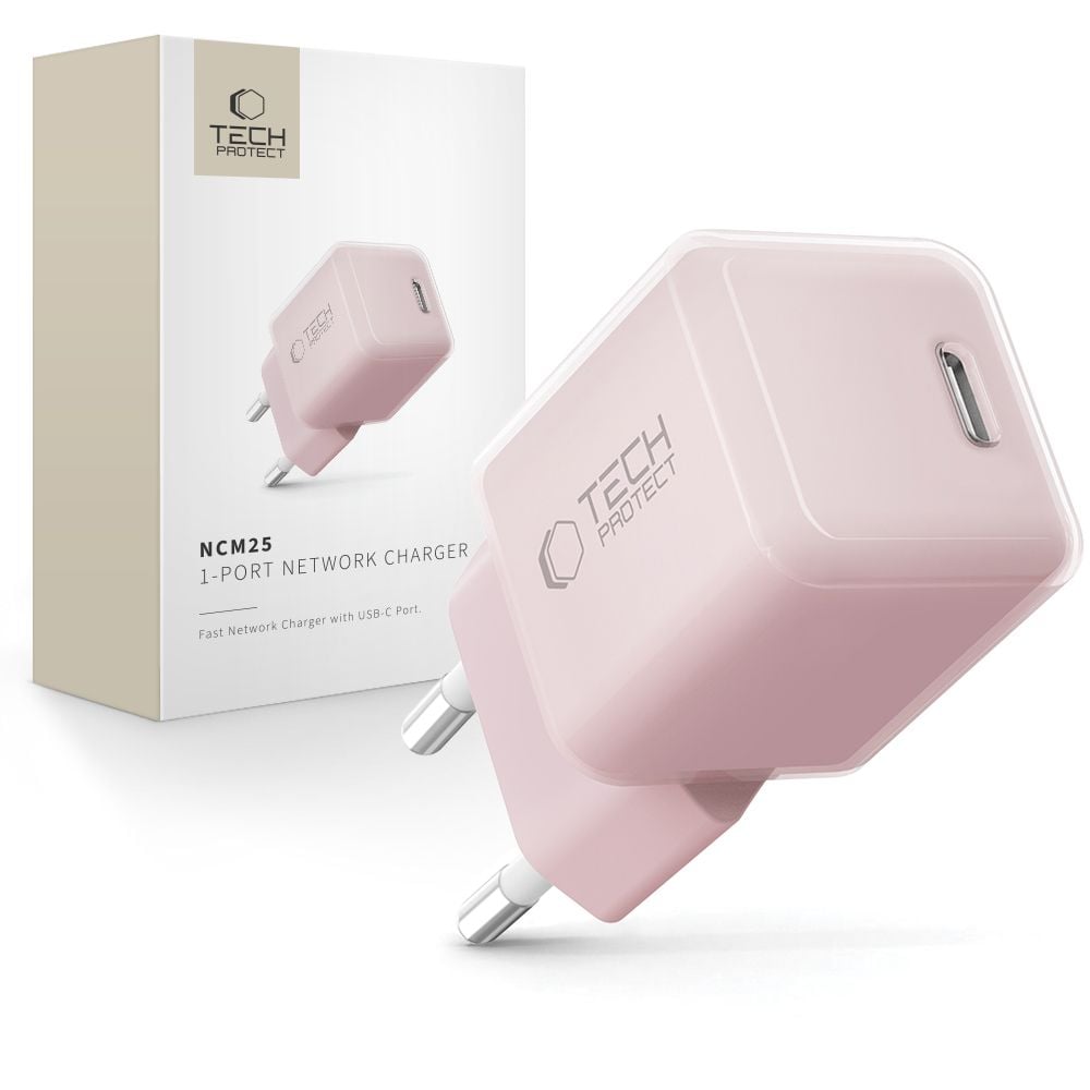 Tech-Protect Φορτιστής Χωρίς Καλώδιο με Θύρα USB-C 25W Power Delivery Ροζ (NCM25)