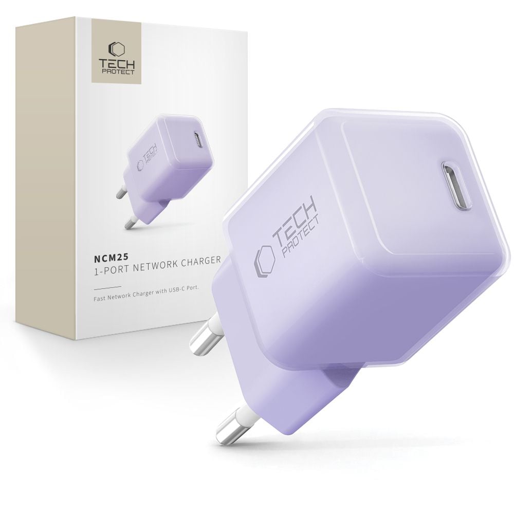 Tech-Protect Φορτιστής Χωρίς Καλώδιο με Θύρα USB-C 25W Power Delivery Μωβ (NCM25)