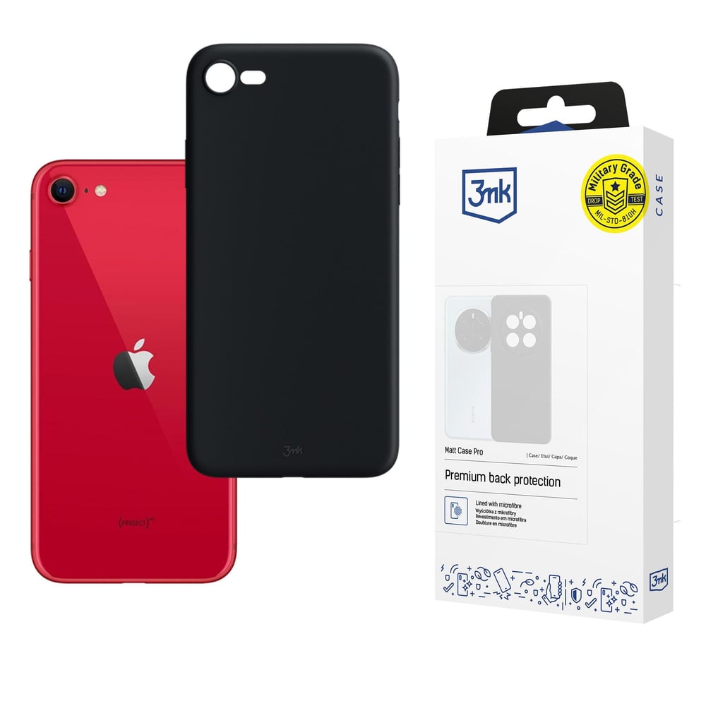 3MK Matt Back Cover Πλαστικό Μαύρο (iPhone SE 2022/2020)