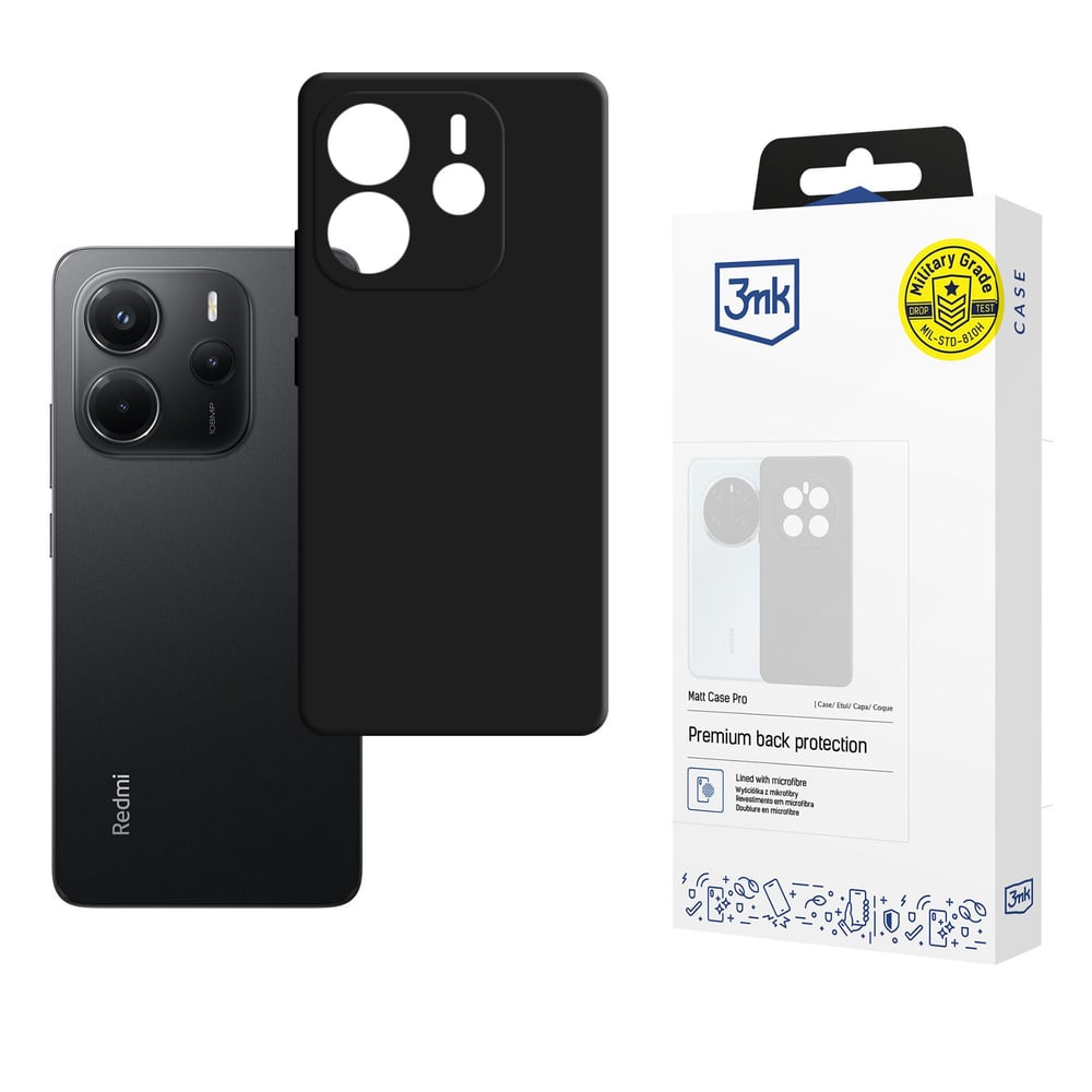 3MK Matt Back Cover Σιλικόνης 1.2mm Μαύρο (Redmi Note 14 4G)