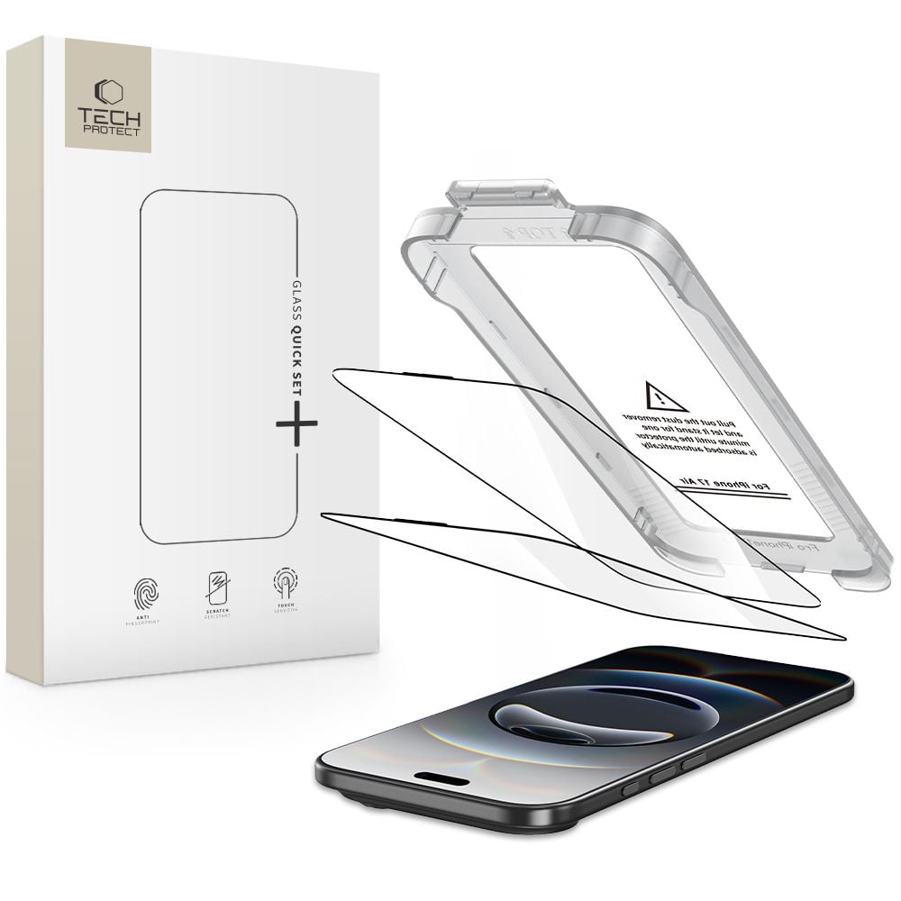 Tech-Protect Quick Set+ Full Face Tempered Glass Μαύρο (iPhone Air)