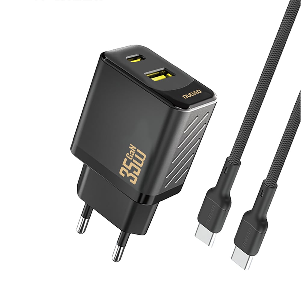 Dudao Φορτιστής GaN με Θύρα USB-A και Θύρα USB-C και Καλώδιο USB-C - USB-C 35W Power Delivery Μαύρος (A27MaxCEU)