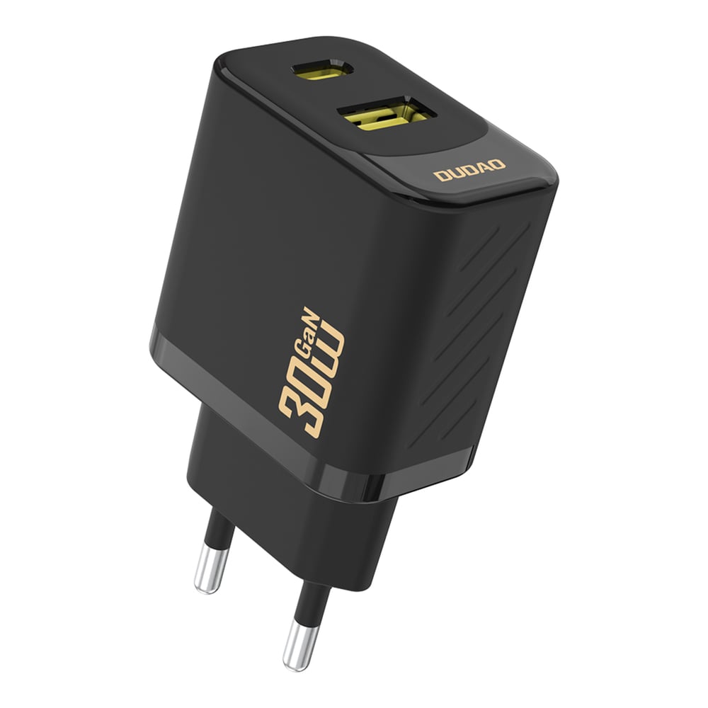 Dudao Φορτιστής Χωρίς Καλώδιο GaN με Θύρα USB-A και Θύρα USB-C 30W Power Delivery Μαύρος (A27TEU)