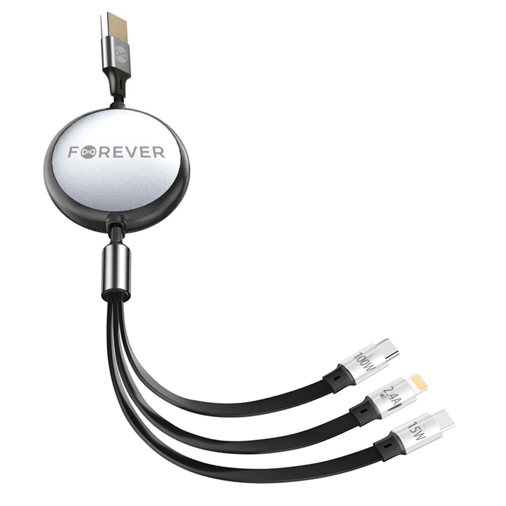 Forever Regular USB to Lightning / Type-C Cable 2.4A Μαύρο 1.2m (GSM185689)