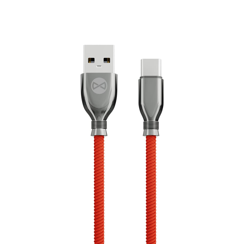 Forever Braided USB 2.0 Cable USB-C male - USB-A male Κόκκινο 1m