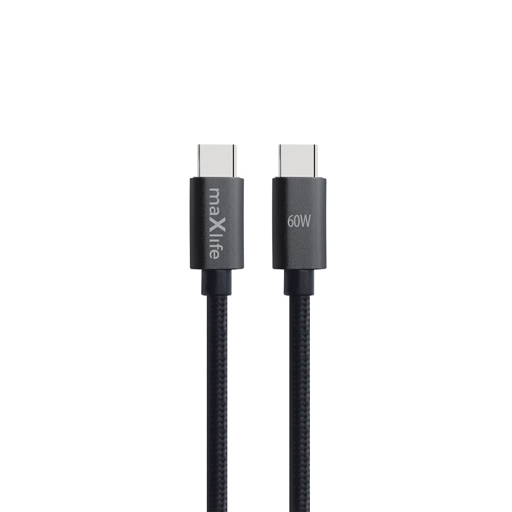 Maxlife Braided USB 2.0 Cable USB-C male - USB-C 60W PD Μαύρο 2m