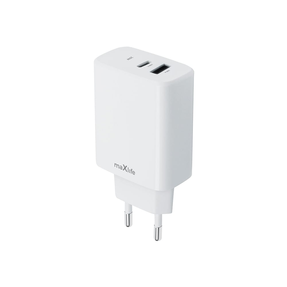 Maxlife Φορτιστής Χωρίς Καλώδιο με Θύρα USB-A και Θύρα USB-C 20W Power Delivery Λευκός (MXTC-10-20AC)