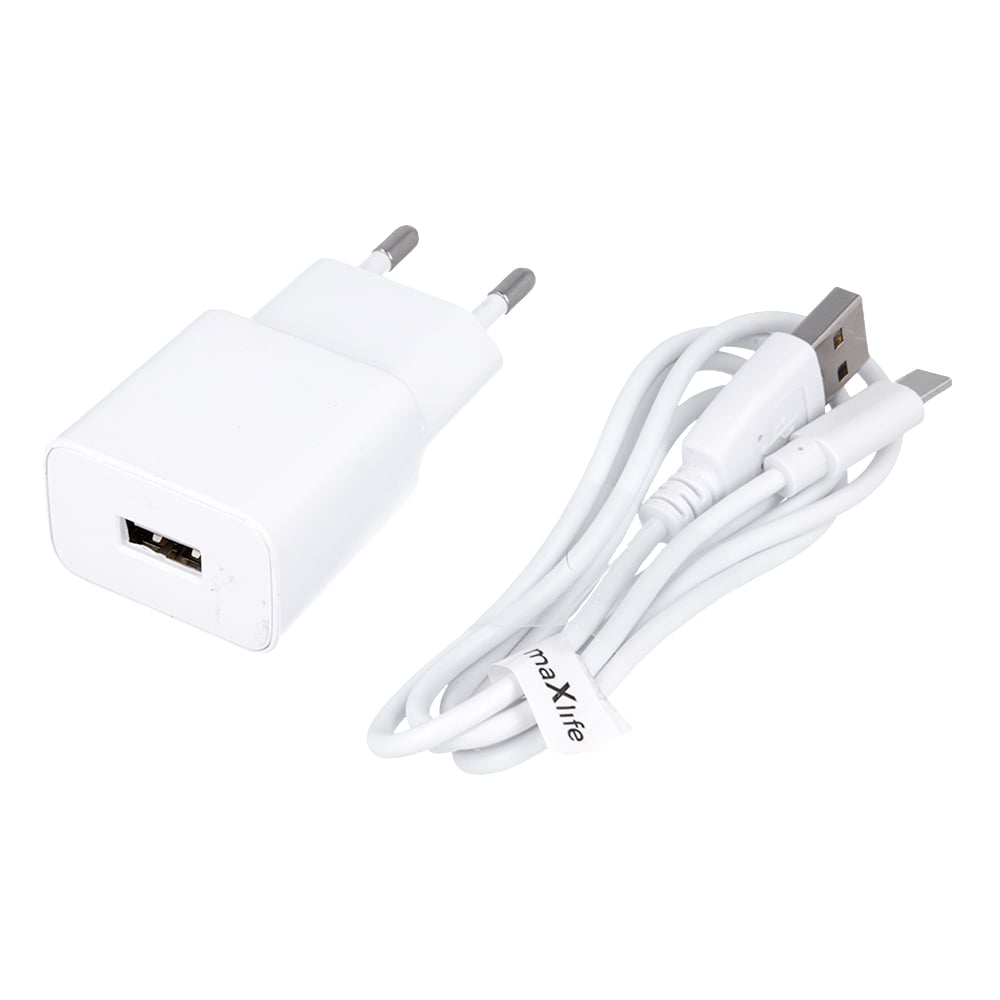 Maxlife Φορτιστής με Θύρα USB-A και Καλώδιο USB-C Λευκός (MXTC-01)