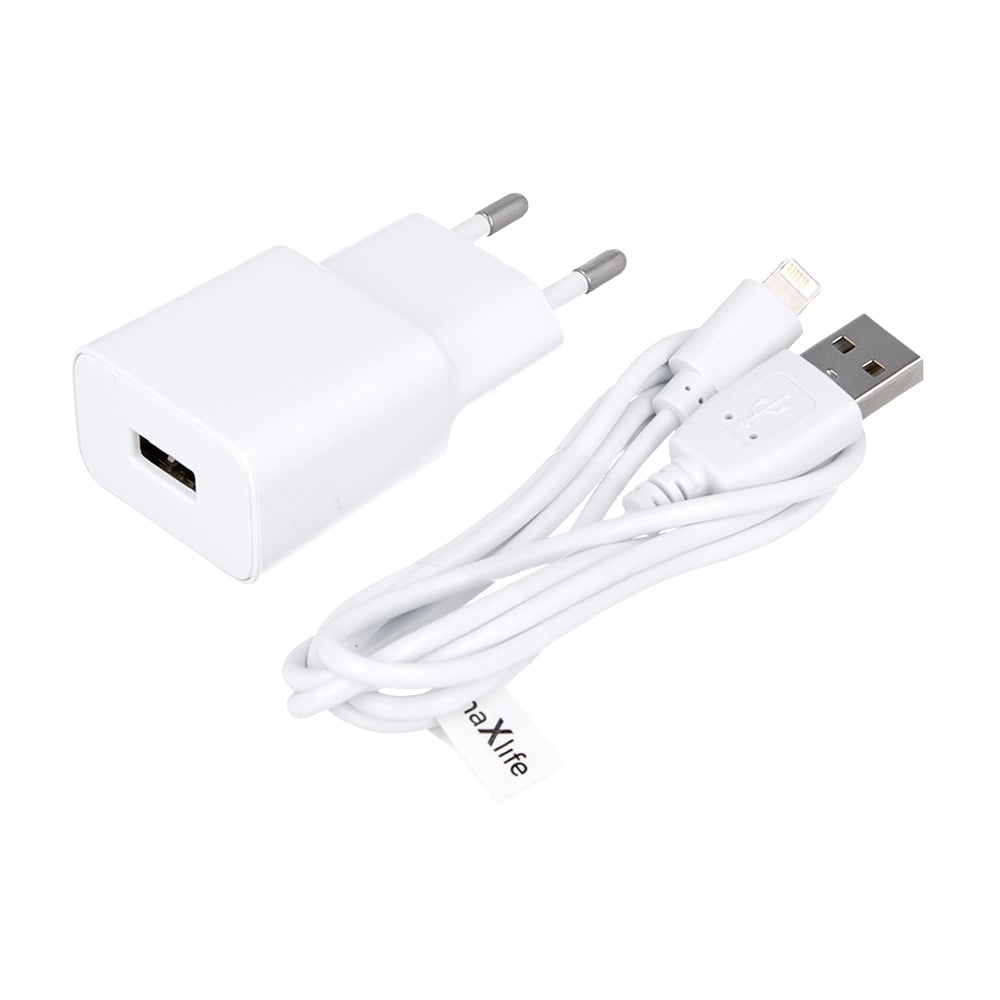 Maxlife Φορτιστής με Θύρα USB-A και Καλώδιο Lightning Λευκός (MXTC-01)