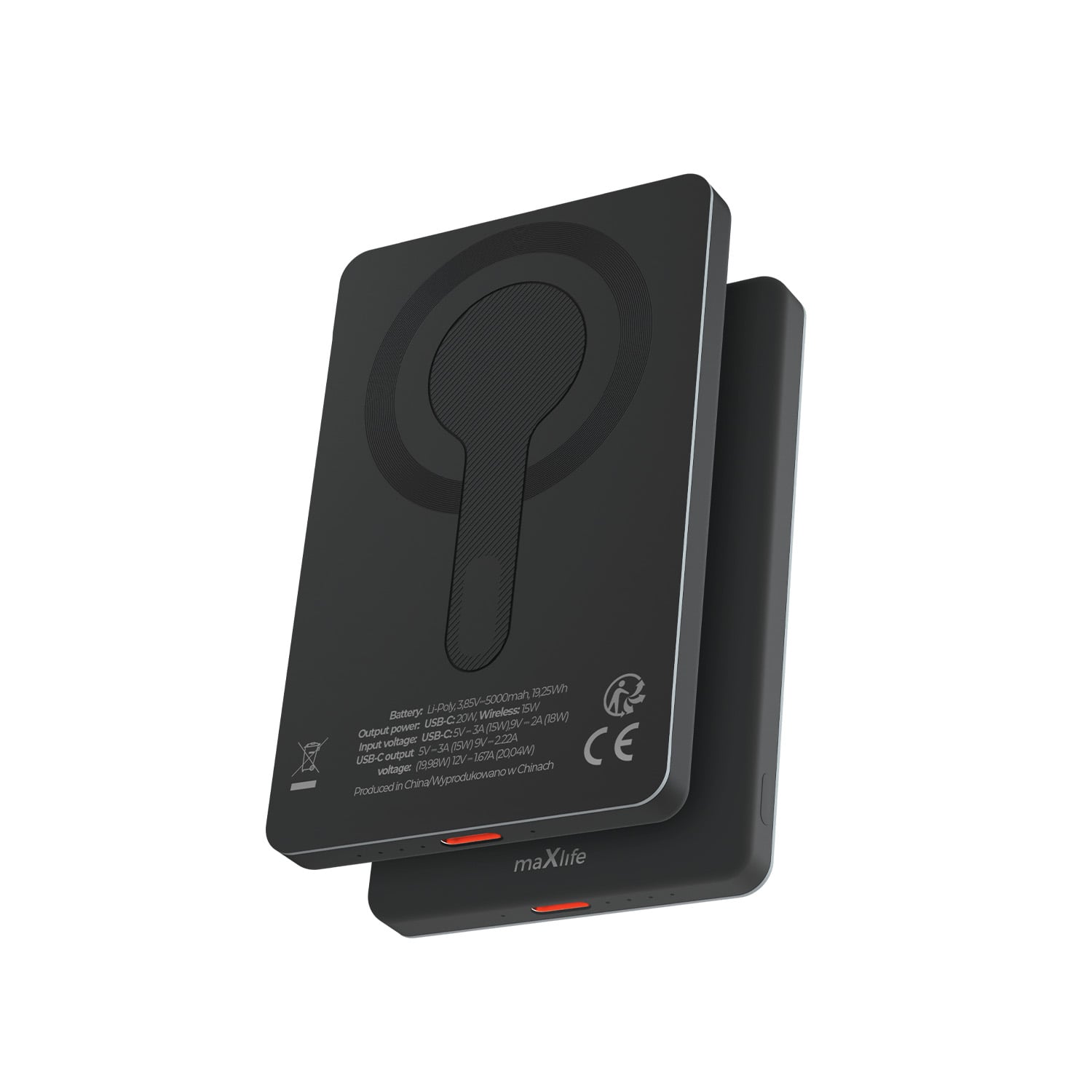 Maxlife MXPB-05 MagSafe Power Bank 5000mAh 20W με Θύρα USB-C Power Delivery Μαύρο