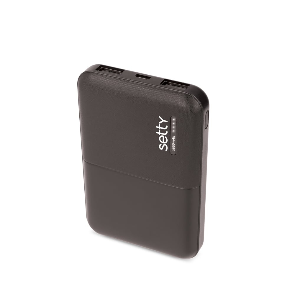 Setty GSM043159 Power Bank 5000mAh με 2 Θύρες USB-A Μαύρο