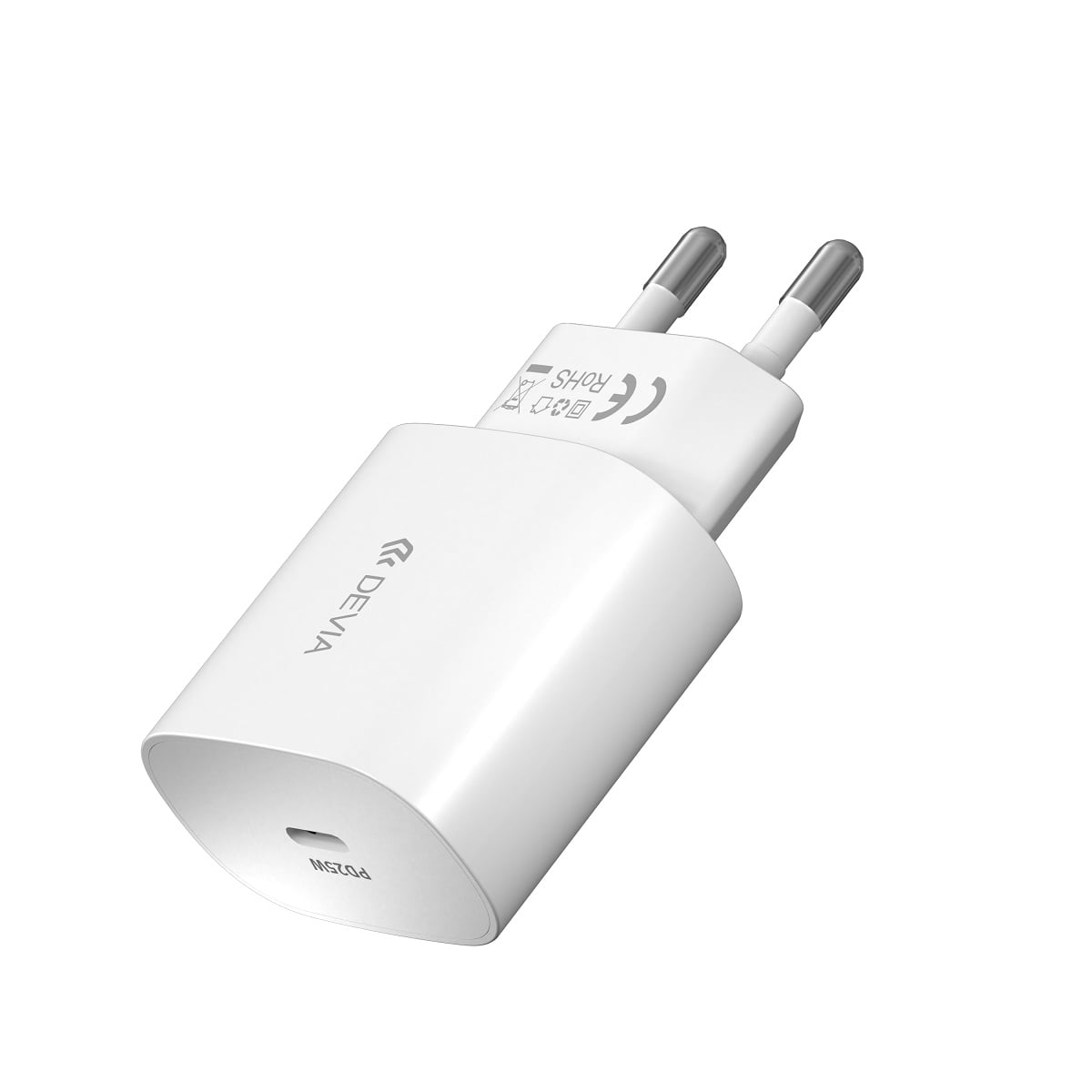 Devia Φορτιστής με Θύρα USB-C και Καλώδιο USB-C - USB-C 25W Power Delivery Λευκός (EA455)