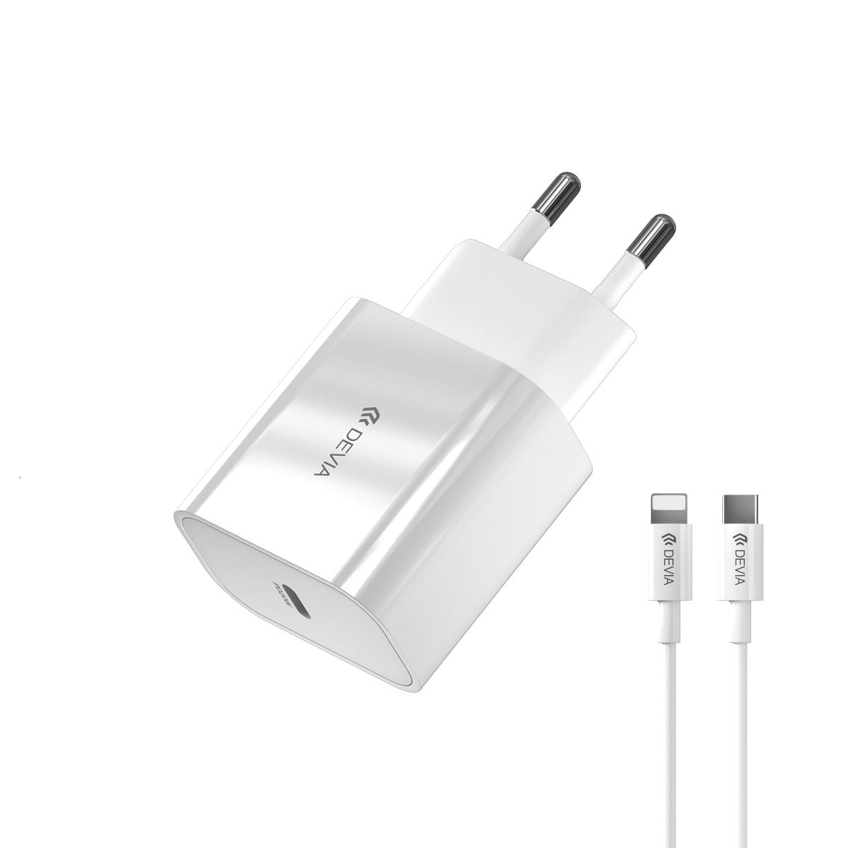 Devia Φορτιστής με Θύρα USB-C και Καλώδιο USB-C - Lightning 20W Power Delivery Λευκός (383847)