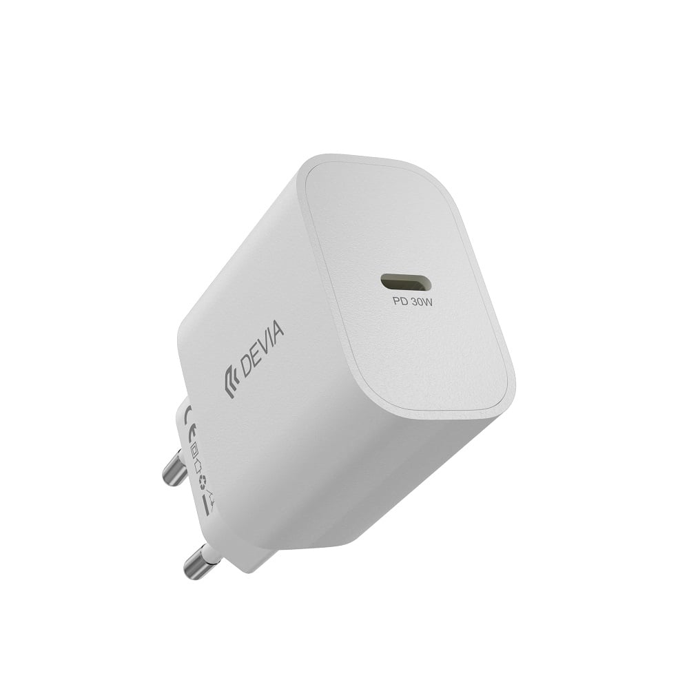 Devia Φορτιστής Χωρίς Καλώδιο GaN 30W Power Delivery Λευκός (RCE-3005CL)