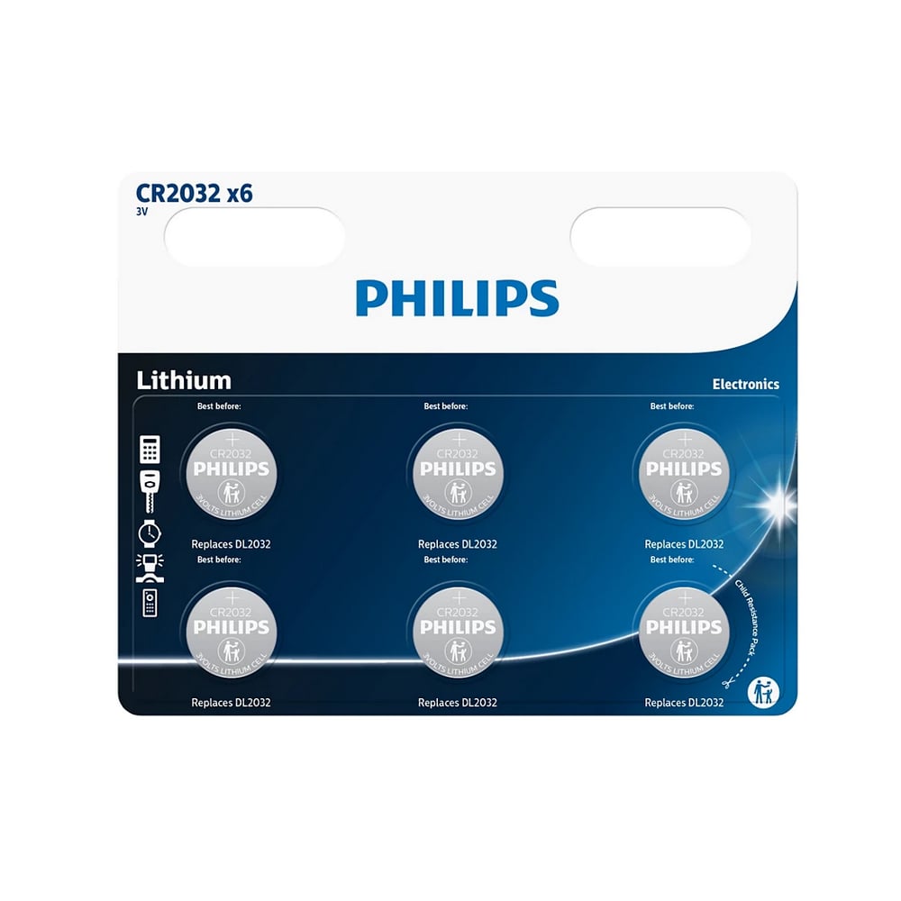 Philips Lithium Button Cell Battery Μπαταρίες CR2032 3V 6τμχ