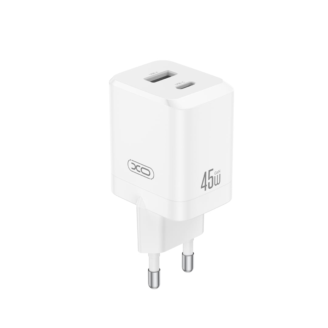 XO Φορτιστής Χωρίς Καλώδιο GaN με Θύρα USB-A και Θύρα USB-C 45W Power Delivery / Quick Charge 3.0 Λευκός (CE36)