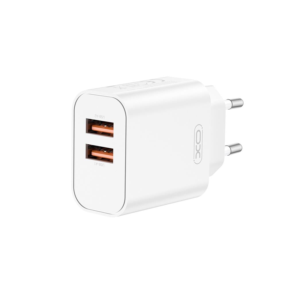 XO Φορτιστής Χωρίς Καλώδιο με 2 Θύρες USB-A 12W Λευκός (CE34)