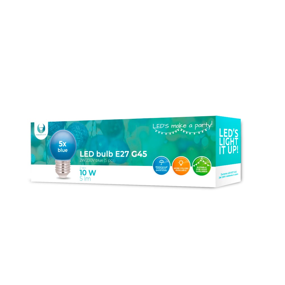 Forever Light Λάμπες LED 2W για Ντουί E27 και Σχήμα G45 Κίτρινο 5τμχ