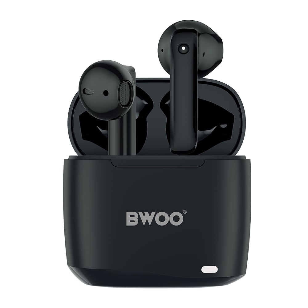 BWOO BW94 Earbud Bluetooth Handsfree Ακουστικά με Αντοχή στον Ιδρώτα και Θήκη Φόρτισης Μαύρα
