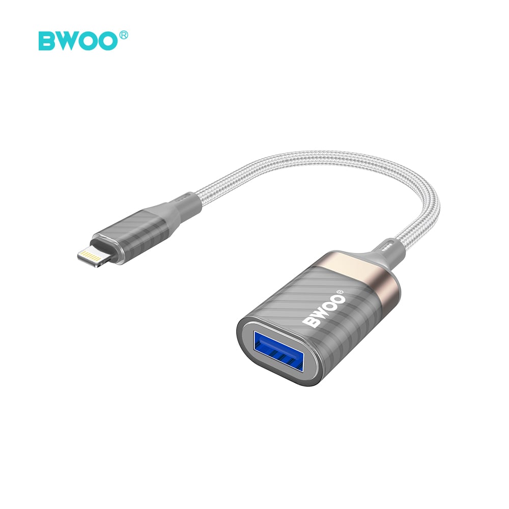 BWOO Μετατροπέας Lightning male σε USB-A female Γκρι 1τμχ
