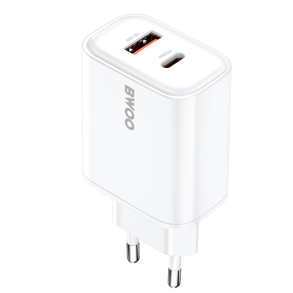 BWOO Φορτιστής Χωρίς Καλώδιο με Θύρα USB-A και Θύρα USB-C 36W Power Delivery Λευκός (CDA207)