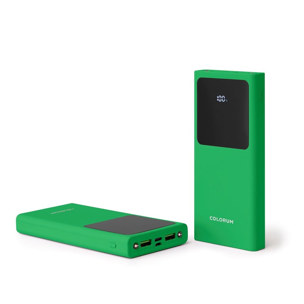 Colorum Power Bank 10000mAh 22.5W με 2 Θύρες USB-A και Θύρα USB-C xGreen
