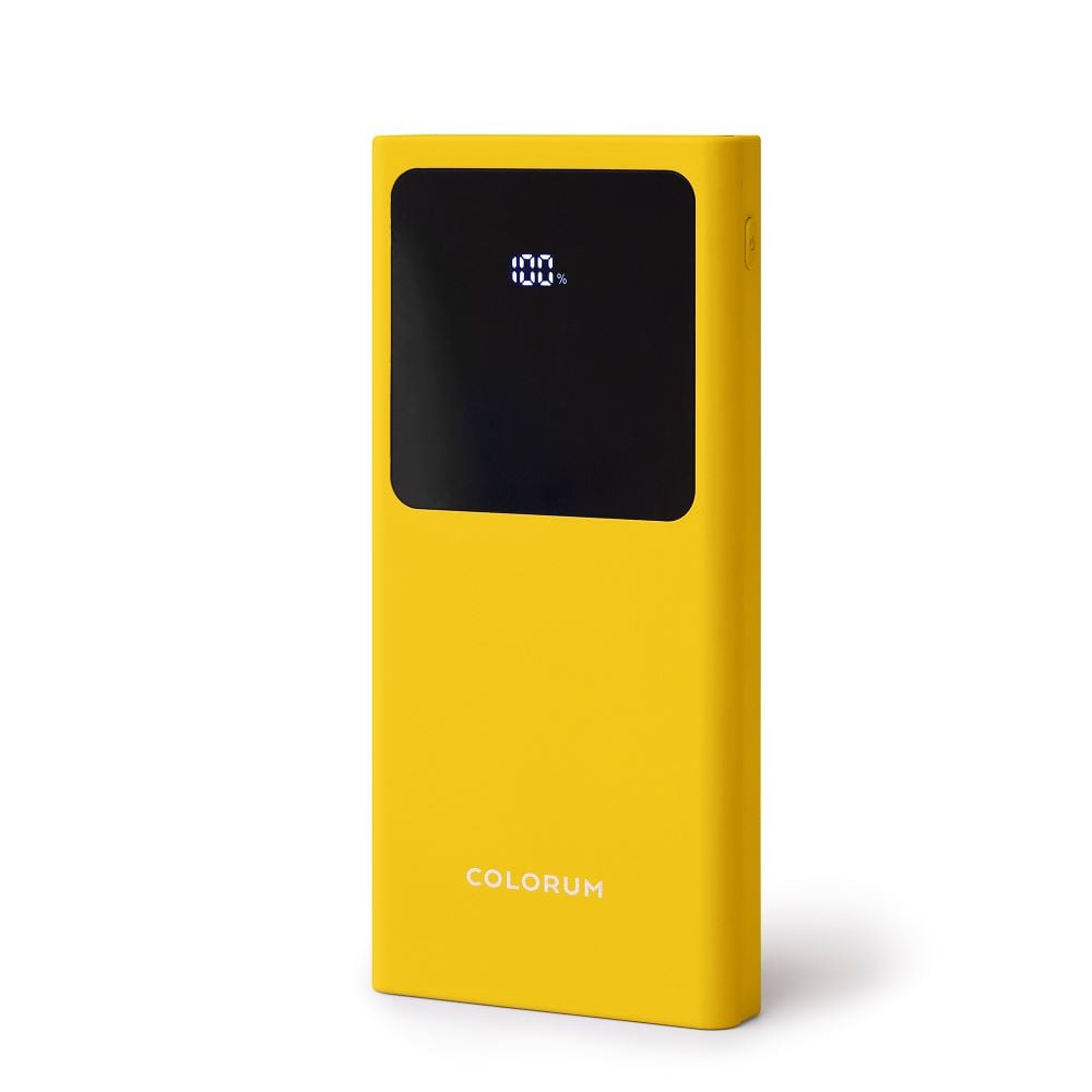Colorum Power Bank 10000mAh 22.5W με 2 Θύρες USB-A και Θύρα USB-C xYellow