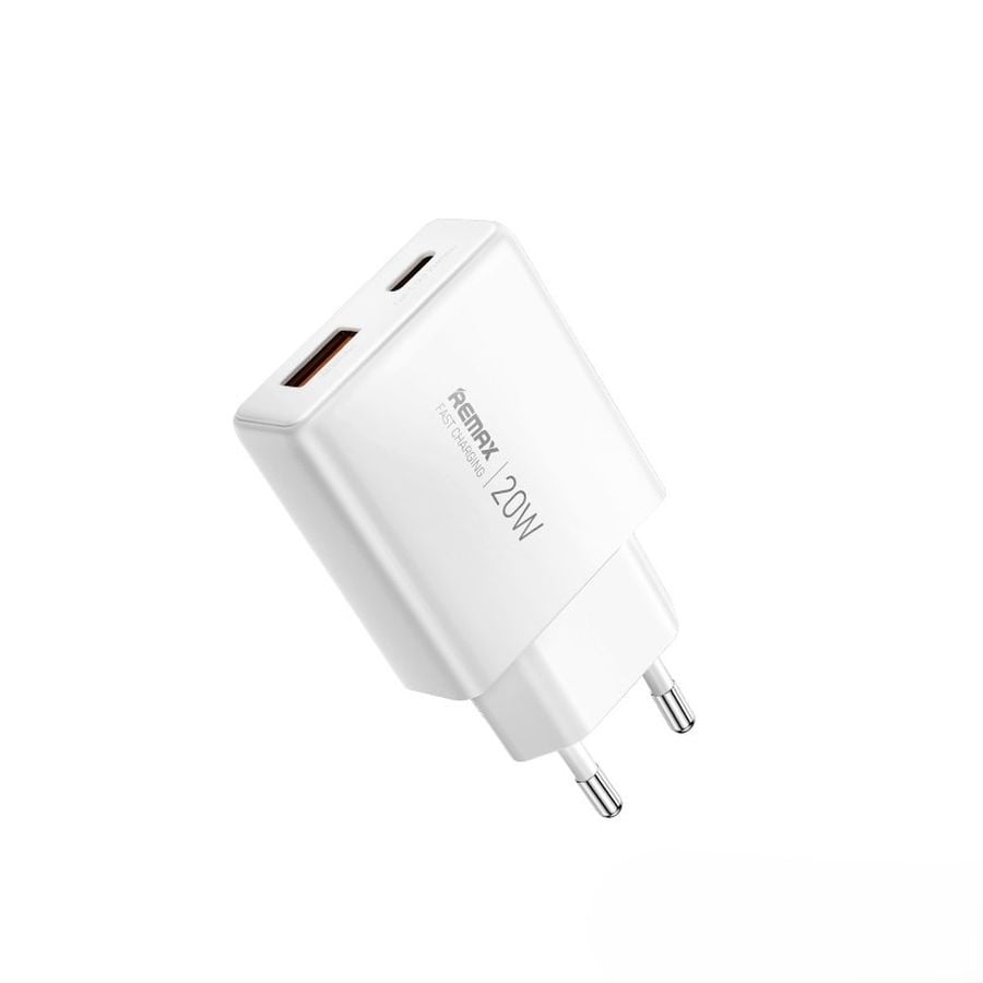 Remax Φορτιστής Χωρίς Καλώδιο GaN με Θύρα USB-A και Θύρα USB-C 20W Power Delivery Λευκός (RP-U01-AC)