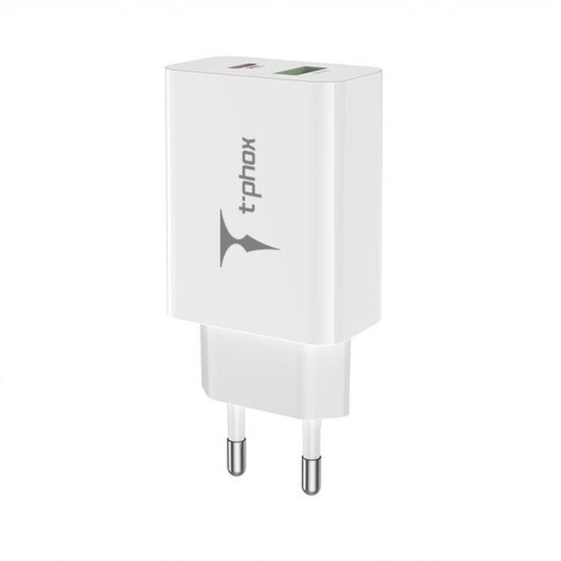 T-Phox Φορτιστής Χωρίς Καλώδιο με Θύρα USB-A και Θύρα USB-C 20W Quick Charge 3.0 / Power Delivery Λευκός