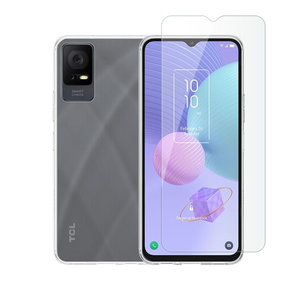 Vivid Set Back Cover Σιλικόνης / Tempered Glass Σετ με Τζαμάκι Διάφανο (TCL 405)