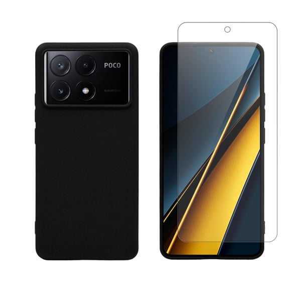 Vivid Set Matte Back Cover Tempered Glass Σετ με Τζαμάκι Μαύρο (Poco X6 Pro)