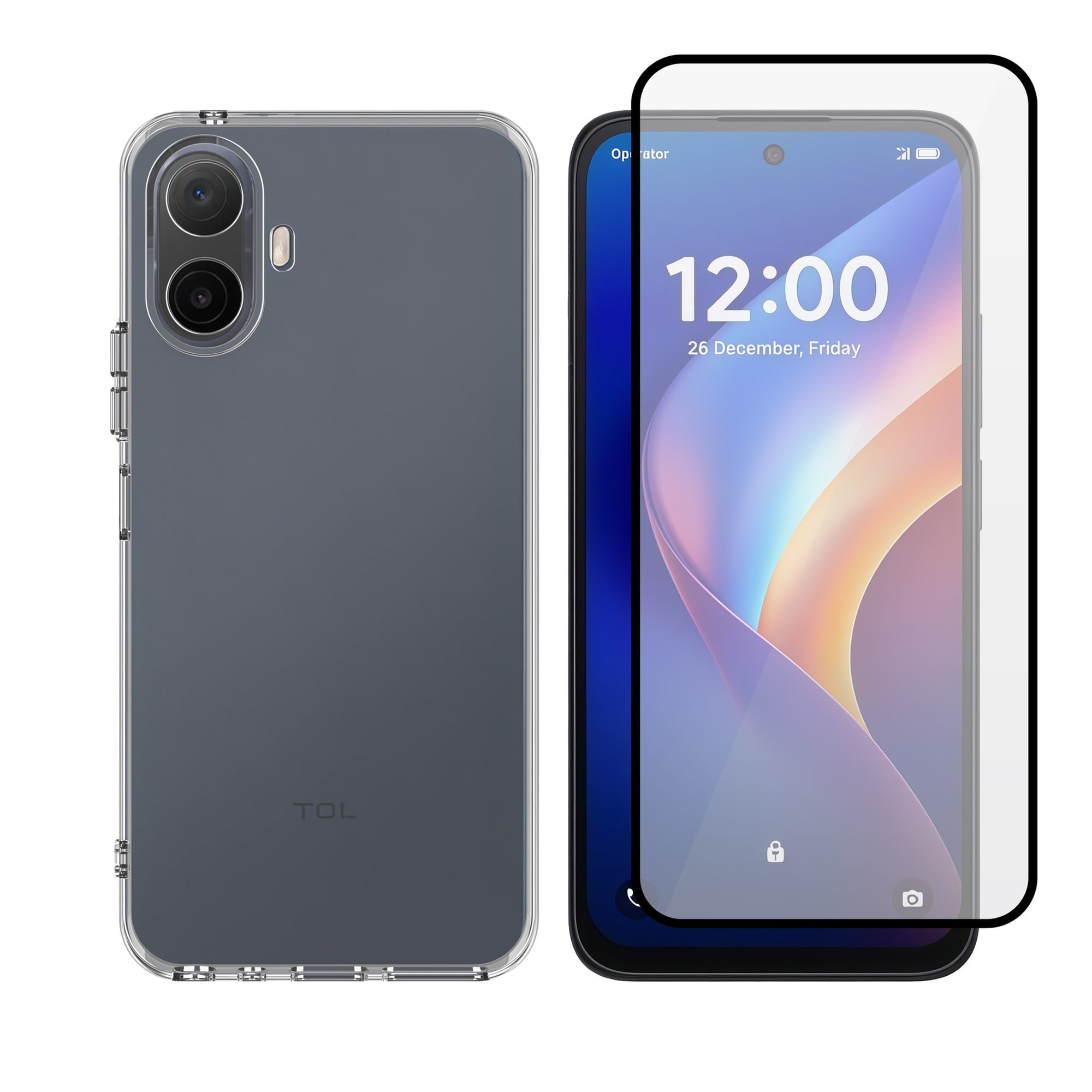Vivid Set Back Cover Σιλικόνης / Tempered Glass Διάφανο (Tcl K70 5g)
