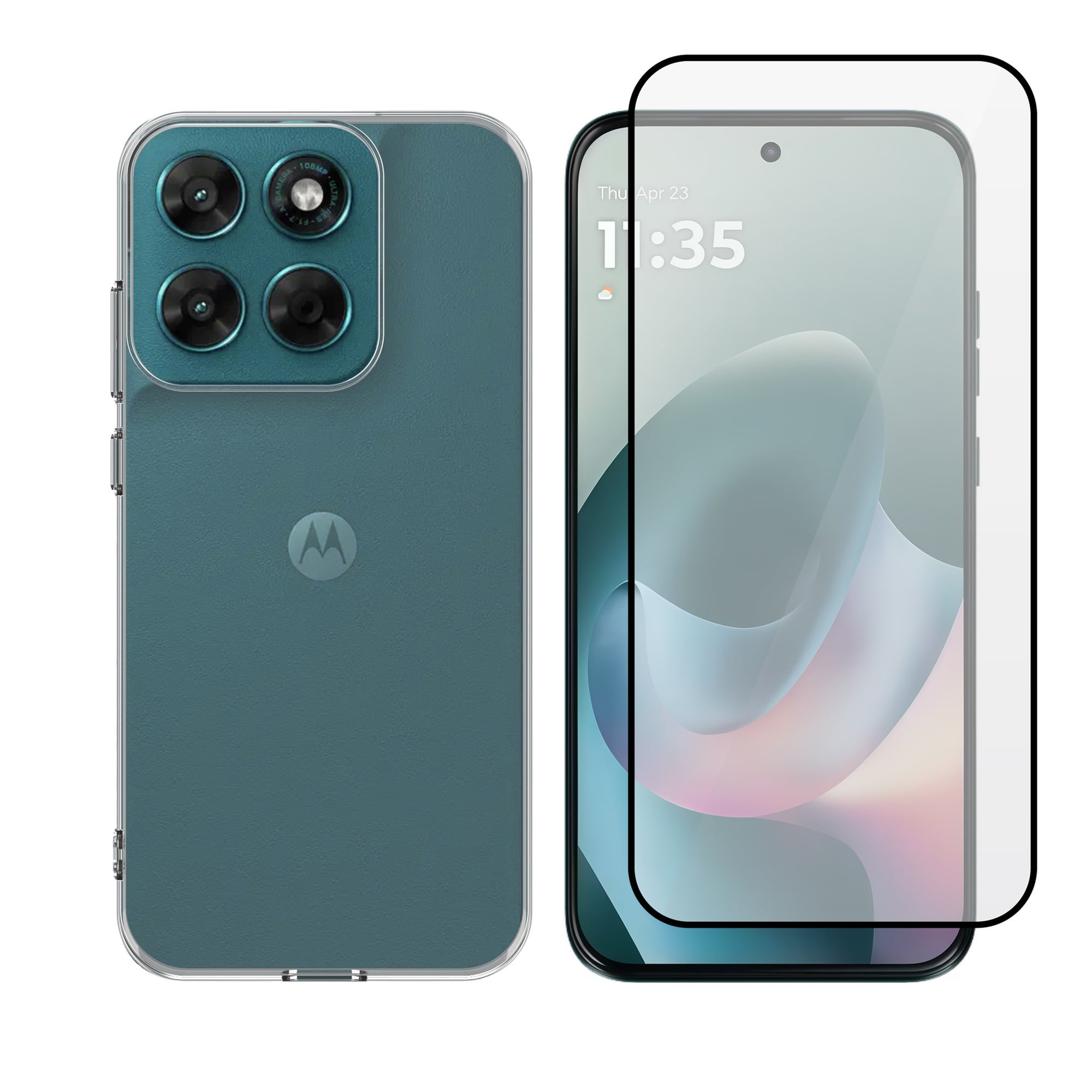 Vivid Set Back Cover Σιλικόνης / Tempered Glass Διάφανο (Moto G77 5g)