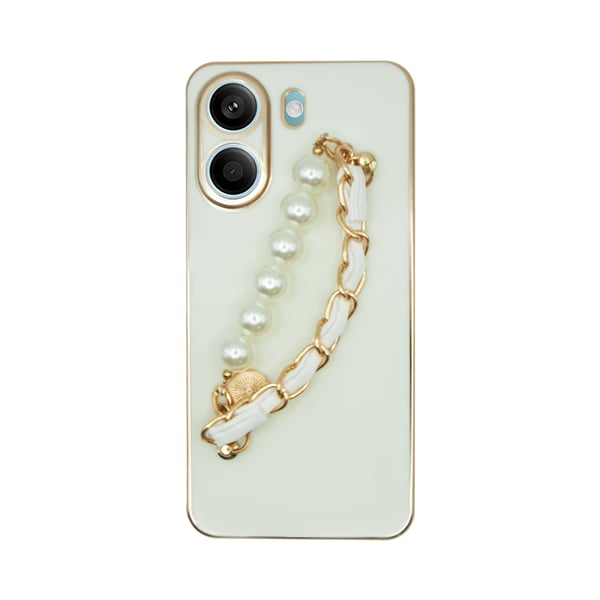 Vivid Pearl Chain Holder Back Cover Σιλικόνης / Πλαστικό Λευκό (Redmi Note 13 5G)