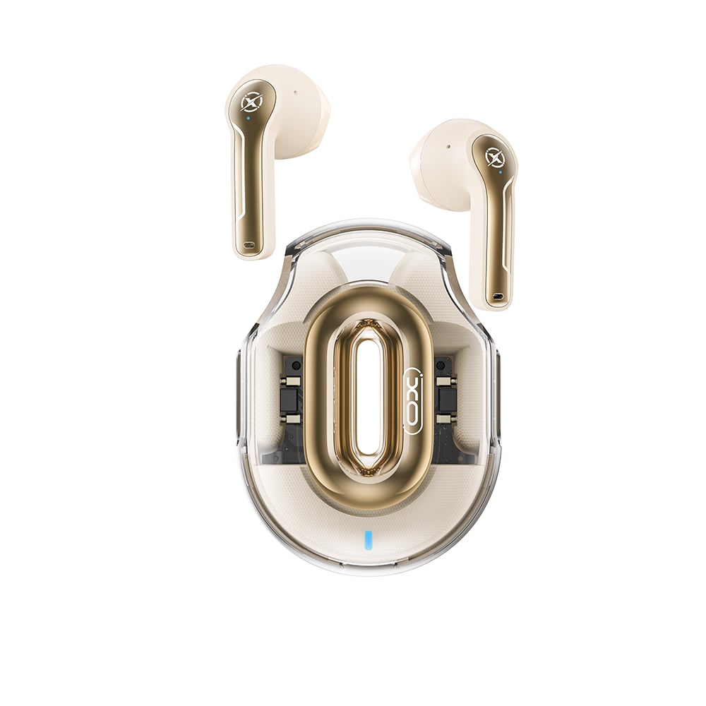 XO X43 Earbud Bluetooth Handsfree Ακουστικά με Αντοχή στον Ιδρώτα και Θήκη Φόρτισης Μπεζ