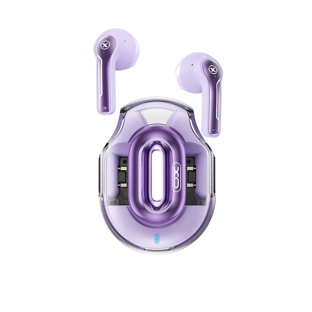 XO X43 Earbud Bluetooth Handsfree Ακουστικά με Αντοχή στον Ιδρώτα και Θήκη Φόρτισης Μωβ