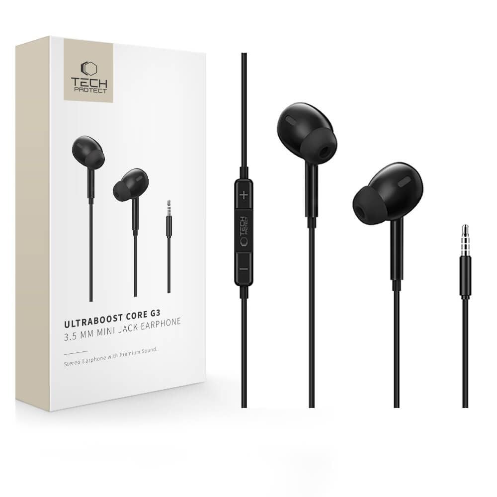 Tech-Protect UltraBoost Core G3 In-ear Handsfree Ακουστικά με Βύσμα 3.5mm Μαύρο