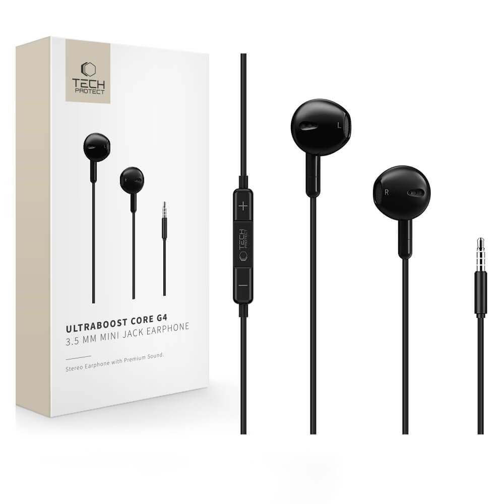 Tech-Protect UltraBoost Core G4 In-ear Handsfree Ακουστικά με Βύσμα 3.5mm Μαύρο