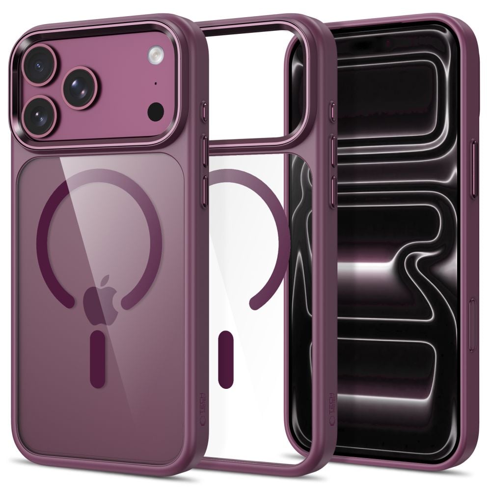 Tech-protect Magmat Magsafe Cc Iphone 17 Pro 18 Pro Dark Cherry Clear 5906302341764