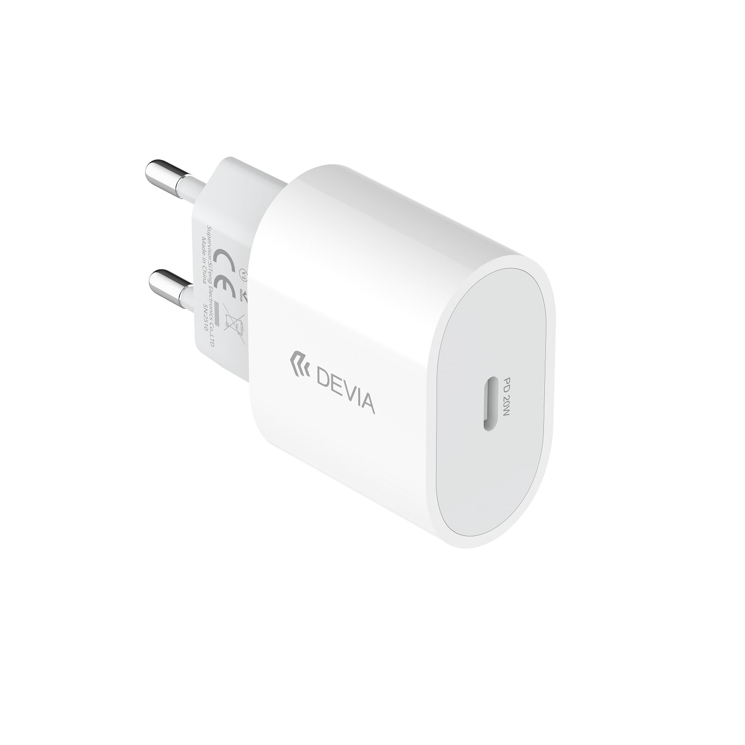 Devia Φορτιστής Χωρίς Καλώδιο με Θύρα USB-C 20W Power Delivery Λευκός (Rocket)