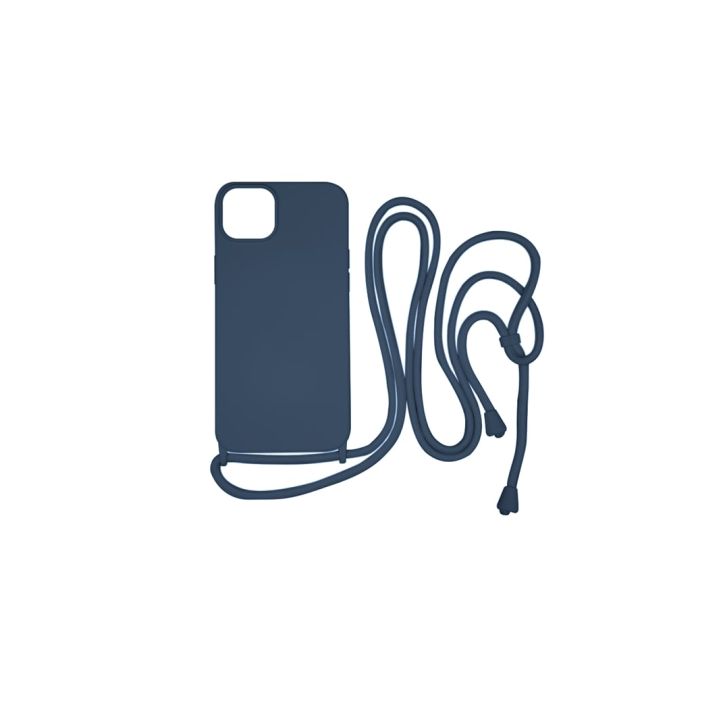 Vivid CrossBody Back Cover Σιλικόνης με Λουράκι Navy Μπλε (iPhone 15 Plus)