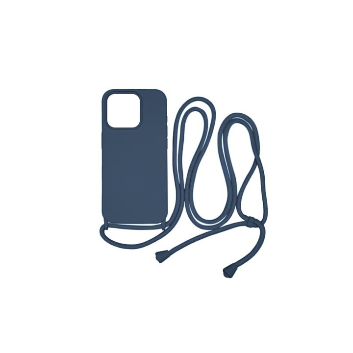 Vivid Back Cover Σιλικόνης με Λουράκι Navy Μπλε (iPhone 15 Pro)